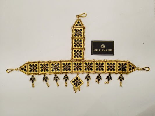 Traditional Meenakari Tiara Set Black SGT-101