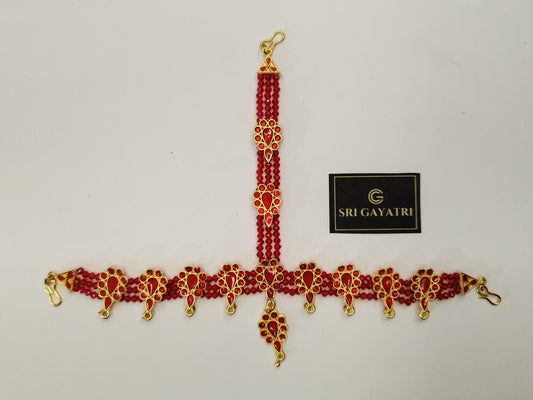 Traditional Meenakari Tiara Set Red SGT-104