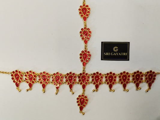 Traditional Meenakari Tiara Set Red SGT-105